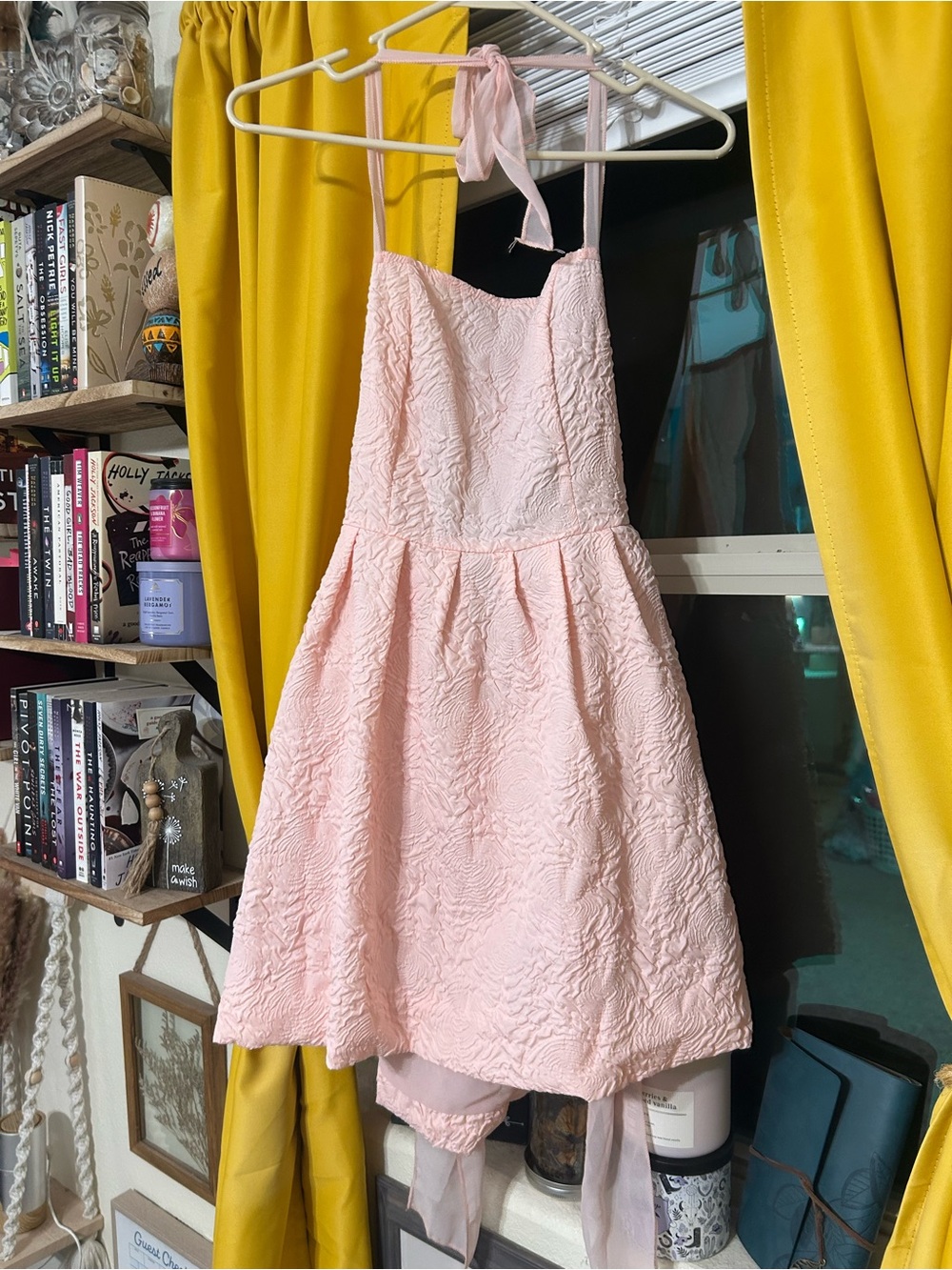 Women’s Pink Textured Halter Dress